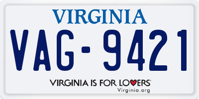 VA license plate VAG9421