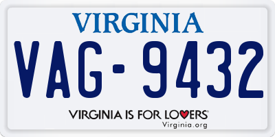 VA license plate VAG9432