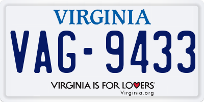 VA license plate VAG9433