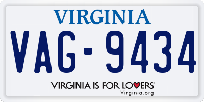 VA license plate VAG9434