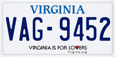 VA license plate VAG9452