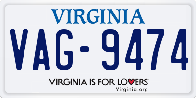 VA license plate VAG9474