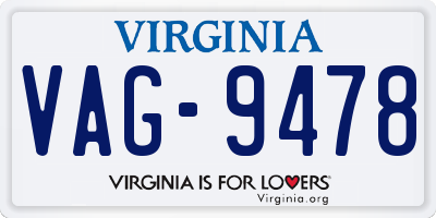 VA license plate VAG9478
