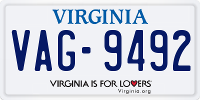 VA license plate VAG9492