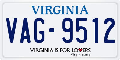 VA license plate VAG9512