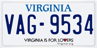 VA license plate VAG9534