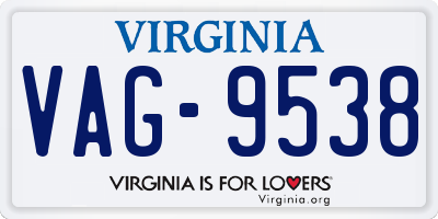 VA license plate VAG9538