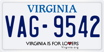 VA license plate VAG9542