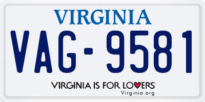 VA license plate VAG9581