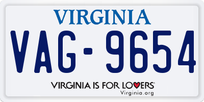 VA license plate VAG9654