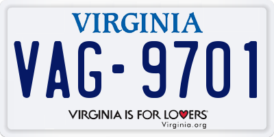 VA license plate VAG9701