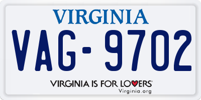VA license plate VAG9702