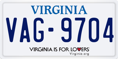 VA license plate VAG9704