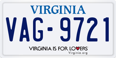VA license plate VAG9721