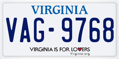 VA license plate VAG9768