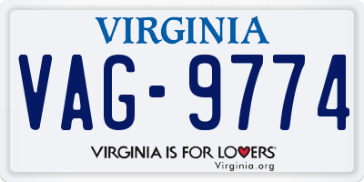 VA license plate VAG9774