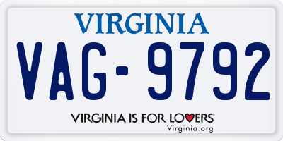 VA license plate VAG9792