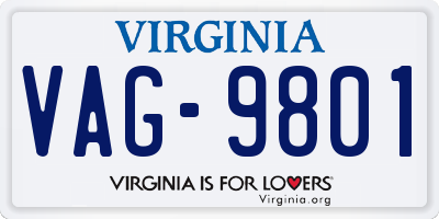 VA license plate VAG9801