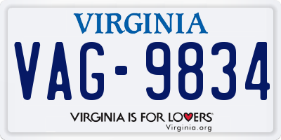 VA license plate VAG9834