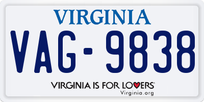 VA license plate VAG9838