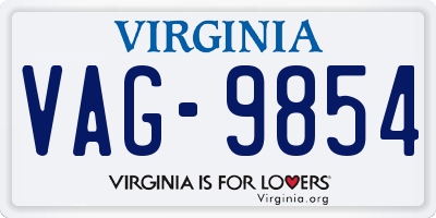 VA license plate VAG9854