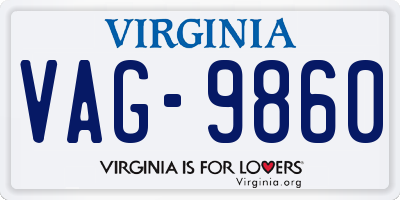 VA license plate VAG9860