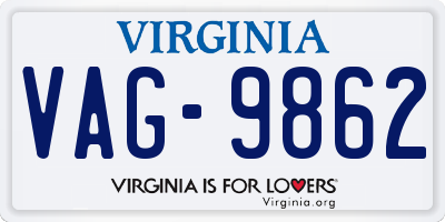 VA license plate VAG9862