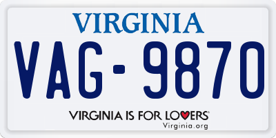 VA license plate VAG9870
