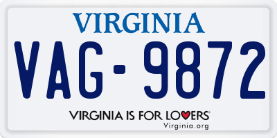 VA license plate VAG9872