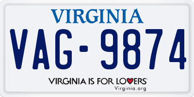 VA license plate VAG9874