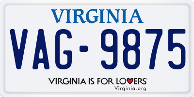 VA license plate VAG9875
