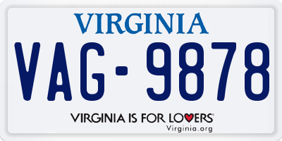 VA license plate VAG9878