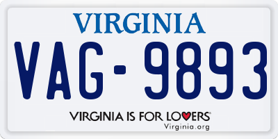 VA license plate VAG9893