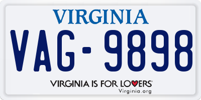 VA license plate VAG9898