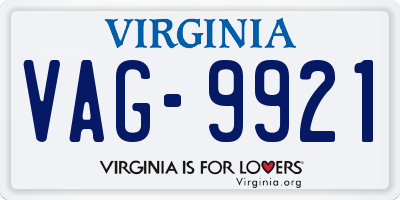VA license plate VAG9921