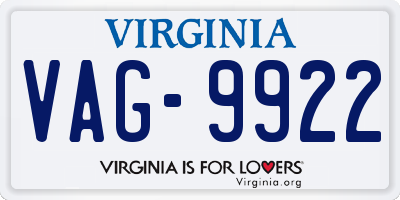 VA license plate VAG9922