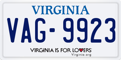 VA license plate VAG9923