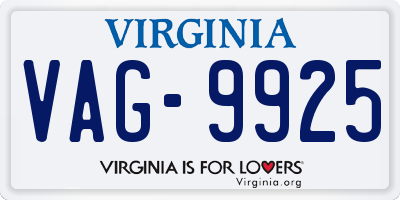 VA license plate VAG9925