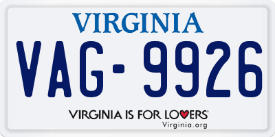 VA license plate VAG9926