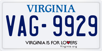 VA license plate VAG9929