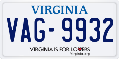 VA license plate VAG9932
