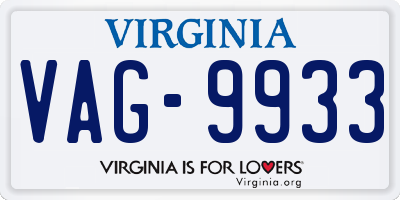 VA license plate VAG9933