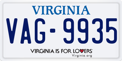 VA license plate VAG9935