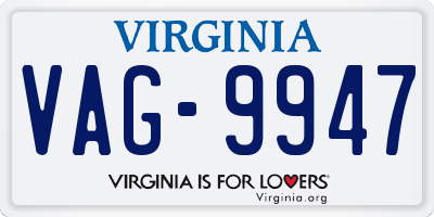 VA license plate VAG9947