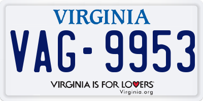 VA license plate VAG9953