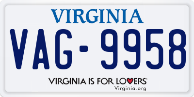 VA license plate VAG9958