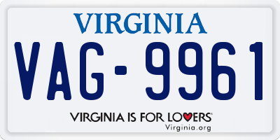 VA license plate VAG9961