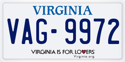 VA license plate VAG9972