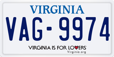 VA license plate VAG9974