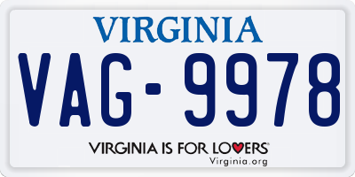 VA license plate VAG9978